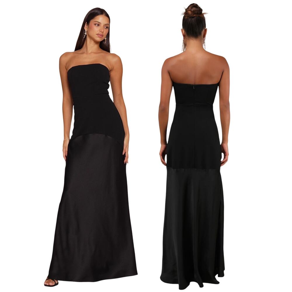 Lulus Compelling Style Black Strapless A-Line Maxi Dress size L NWT